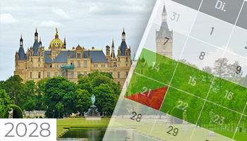 Schulferien und Feiertage 2028 Mecklenburg-Vorpommern Kalender